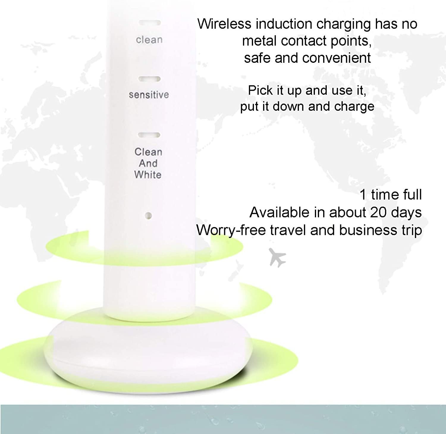 Spazzolino elettrico con spazzola morbida 4 modalità e timer smart 2 minuti spazzolini elettrici adulti impermeabili IPX7 2 Teste di spazzole sostitutive for le vacanze di viaggio for la cura ora