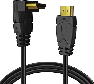 TNP White 3 Feet Up Angle HDMI Cable, 90 Degree HDMI 2.0, 4K 60Hz ARC | 3 Feet White Left-Angle Hdmi 2.0 Cable with 4K 60Hz, Arc and Ethernet for Tight Wall-Mounted Setups