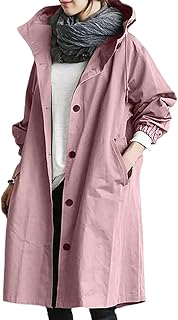 Vowtrlleoy - Rompevientos con capucha de color sólido, para exteriores, chaqueta cortavientos de gran tamaño para mujer, rosa, L