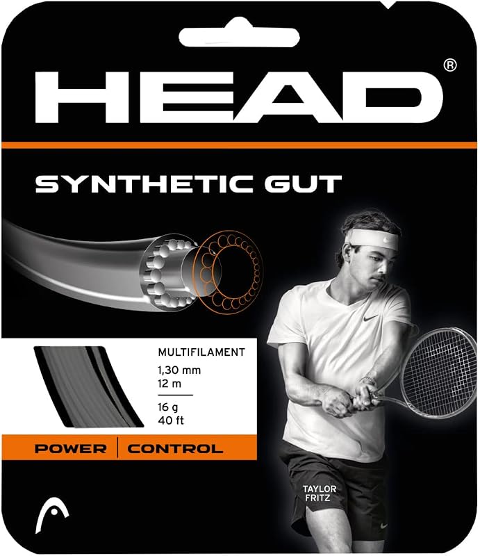 HEADHEAD Juego completo de cuerdas de tenis de tripa sintética, calibre 17, negro, 40 pies de longitud