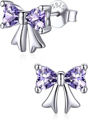 ChicSilver 925 Sterling Silver Bow/Butterfly Earrings for Women Hypoallergenic Birthstone Earrings Dainty Bow/Butterfly Jewelry Gift for Women