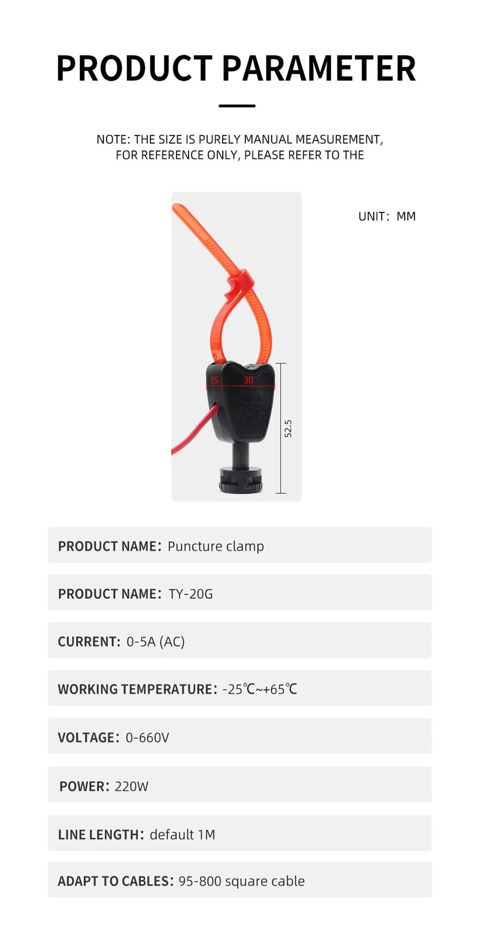 DVNXDPXJ AC5A Puncture Power clamp Current Transformer Induction Current red Green Yellow 50x20x15mm(Yellow)
