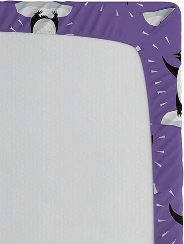 Miniatura 4 de Lunarable Cartoon Fitted Sheet Set, Arctic Vibe Funny Penguin Sketches Dancing on Iceberg Print Artwork, Bed Cover with All-Round Elastic Deep