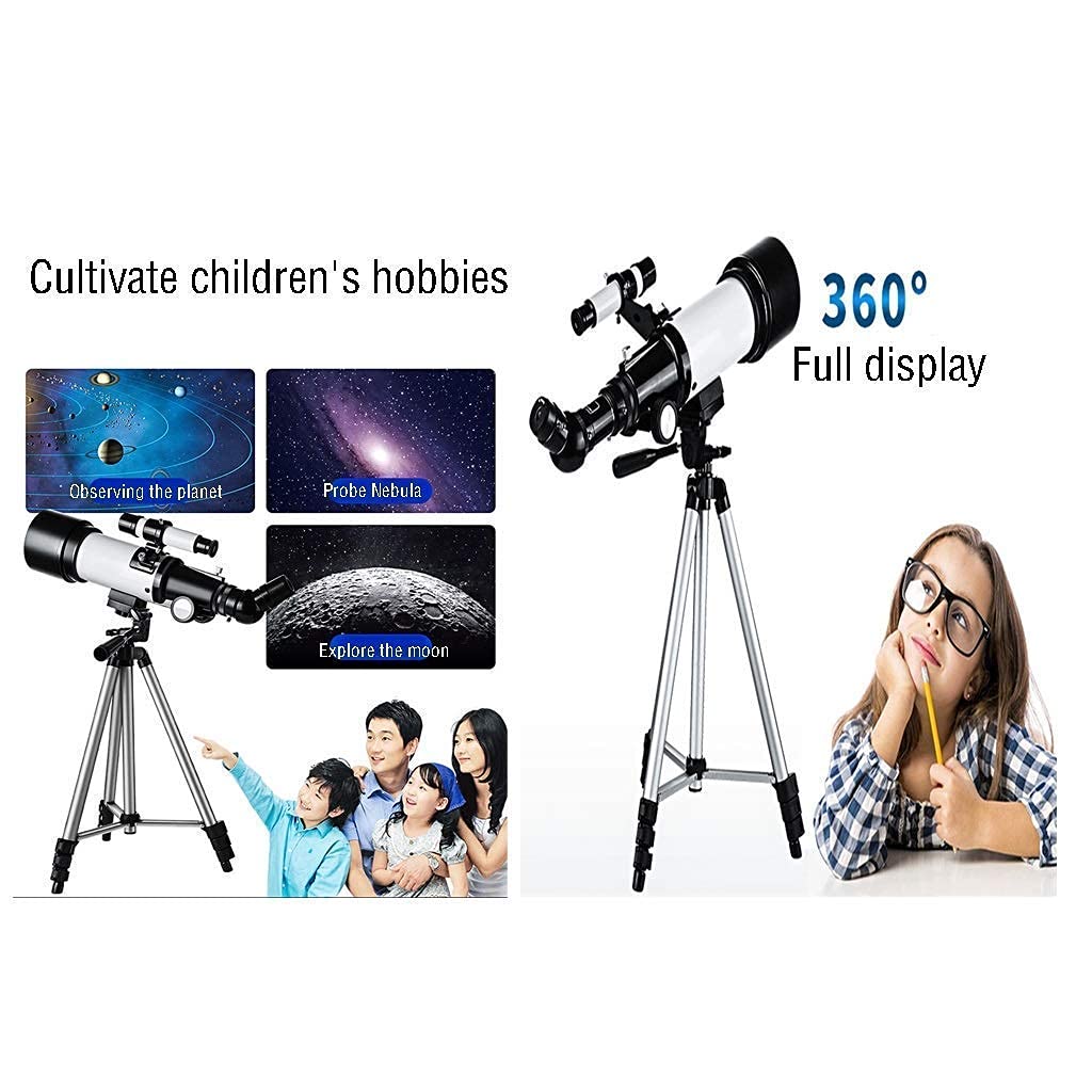 Telescopio astronomico per Bambini Adulti Principianti, telescopio rifrattore, telescopio da Viaggio Portatile con treppiede Regolabile e Supporto per Smartphone, Borsa per Il Trasporto