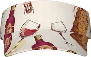 Vintage Pattern Glass Bottle Printed Sun Visor Hat Empty Top Sun Hat Adjustable Sports Sun Caps Baseball Caps for Women and Men Black, Black, One Size, Black, One Size