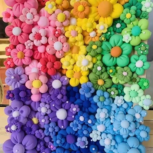 Miniatura 5 de Yuxuanish 30 flores de arcilla acabadas para bricolaje, 1.18 a 1.2 pulgadas, flores de arcilla con acabado hecho a mano para marco de espejo,