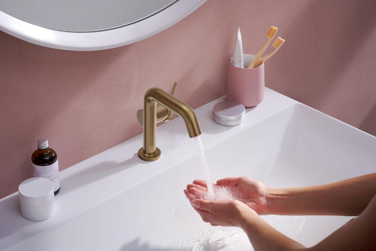 hansgrohe Tecturis S Modern 1-Handle 1-Hole 6-inch Tall Bathroom Sink Faucet in Brushed Bronze, 73321141