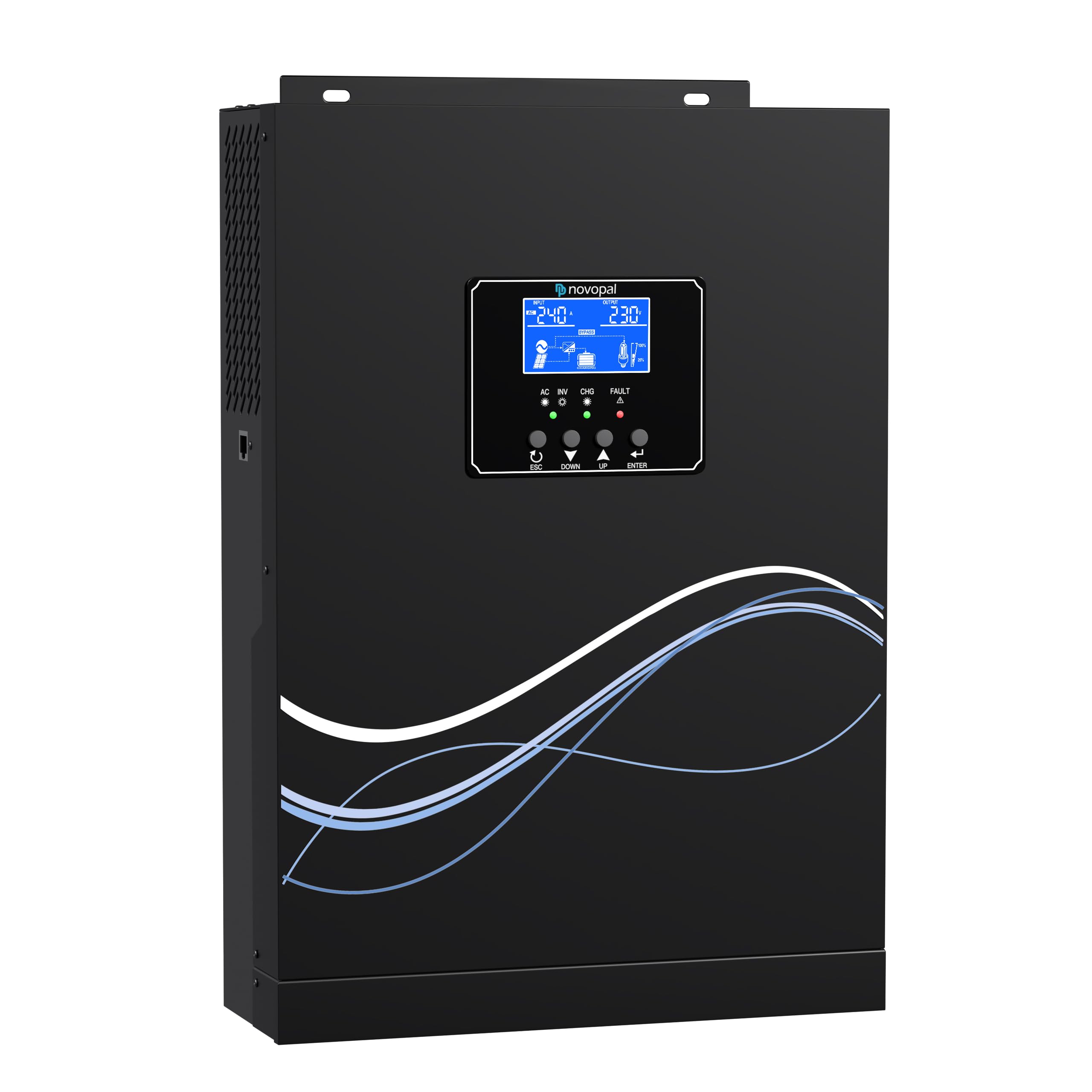 NOVOPAL 3000W Onduleur Hybride 24V DC à 230V AC Off Grid Pur Sinus Solar Convertisseur avec 80A MPPT régulateur de Charge PV Maximum 450V DC