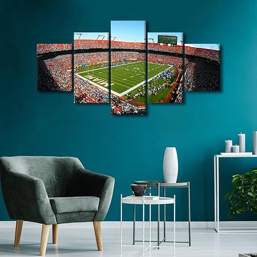 Vista 251 de Cuadros de estadios deportivos de fútbol americano de Minnesota, cuadros de vikingos, 5 paneles, lienzo para pared, arte de pared del estadio