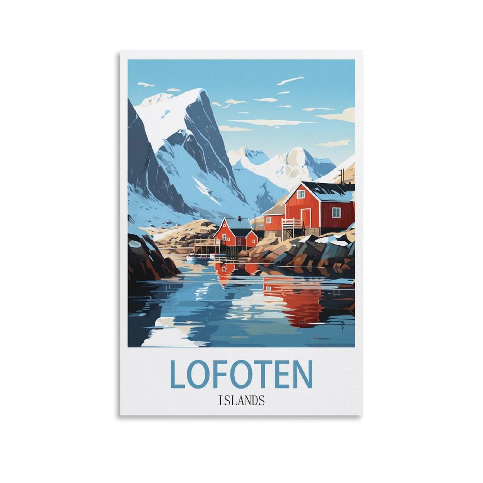 Lcynnh Unframe-Style Lofoten Islands Vintage Travel Posters Lake 12X18inch(30X45cm) Print Poster Home Bathroom Bedroom Office Living Room Decor Canvas Poster