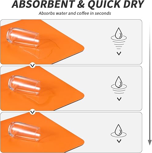 Vista 69 de Tapete de café – Tapete de secado de platos con parte trasera de goma absorbente para encimera de cocina, tapetes de bar para encimeras, accesorios