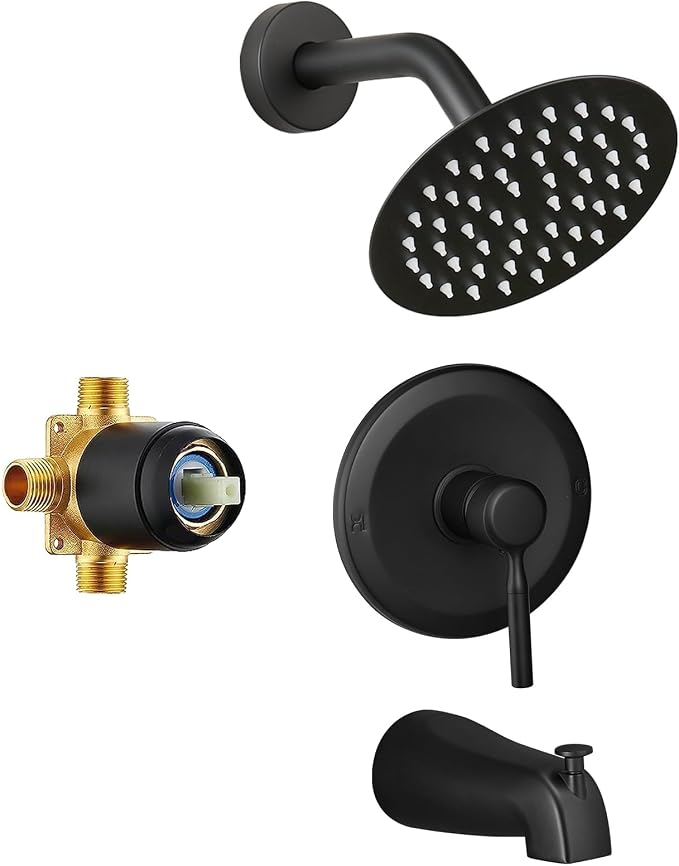 Tub Shower Faucet Set Valve Included with 6-Inch Rain Shower