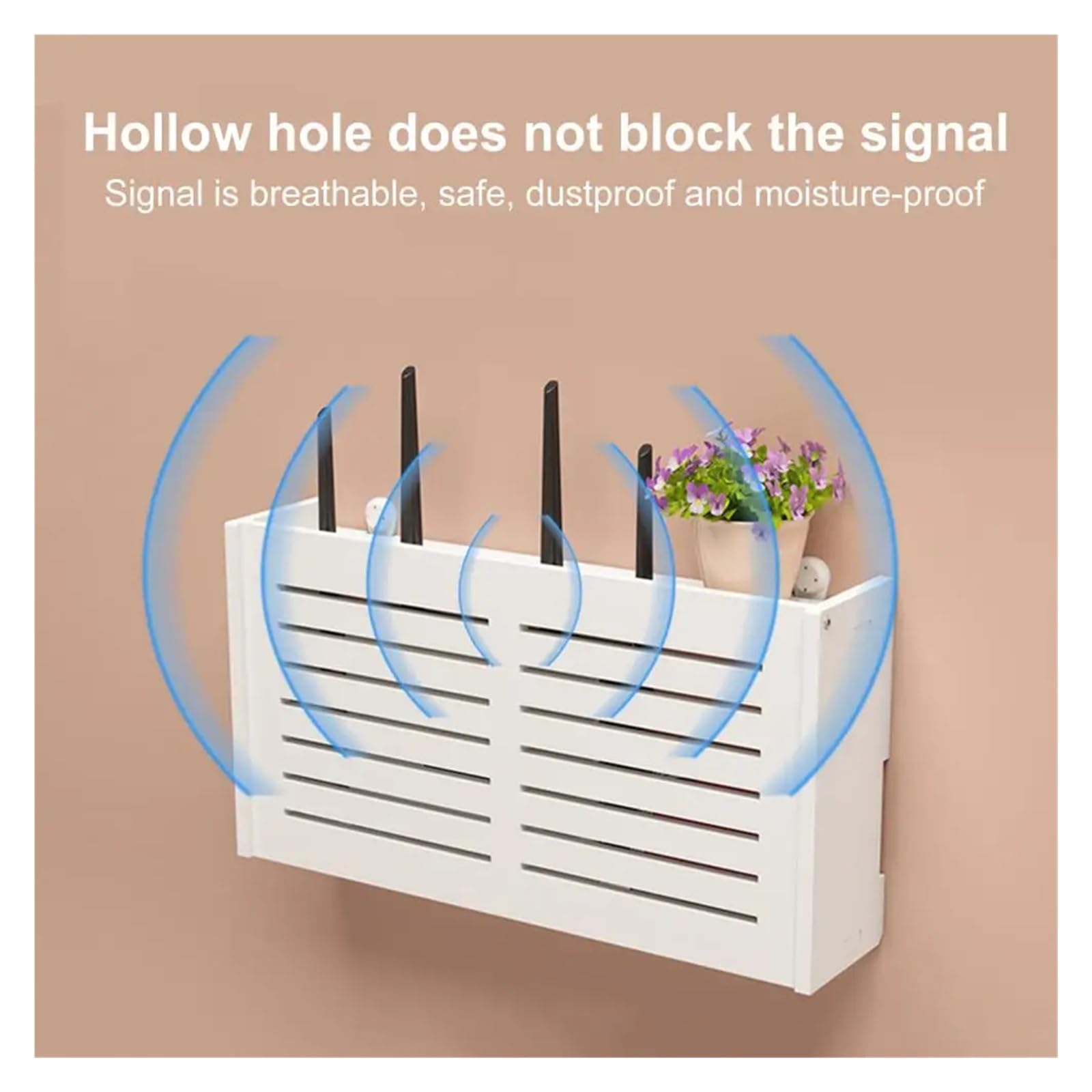WiFi-Router-Aufbewahrungsbox, Wandhalterung, Holz-Router-Regal, Organizer, Steckdosenleiste, Kabelmanagement, Versteckregal for Modem, Kabelrouter Router Box Wandhalterung(Color 2)