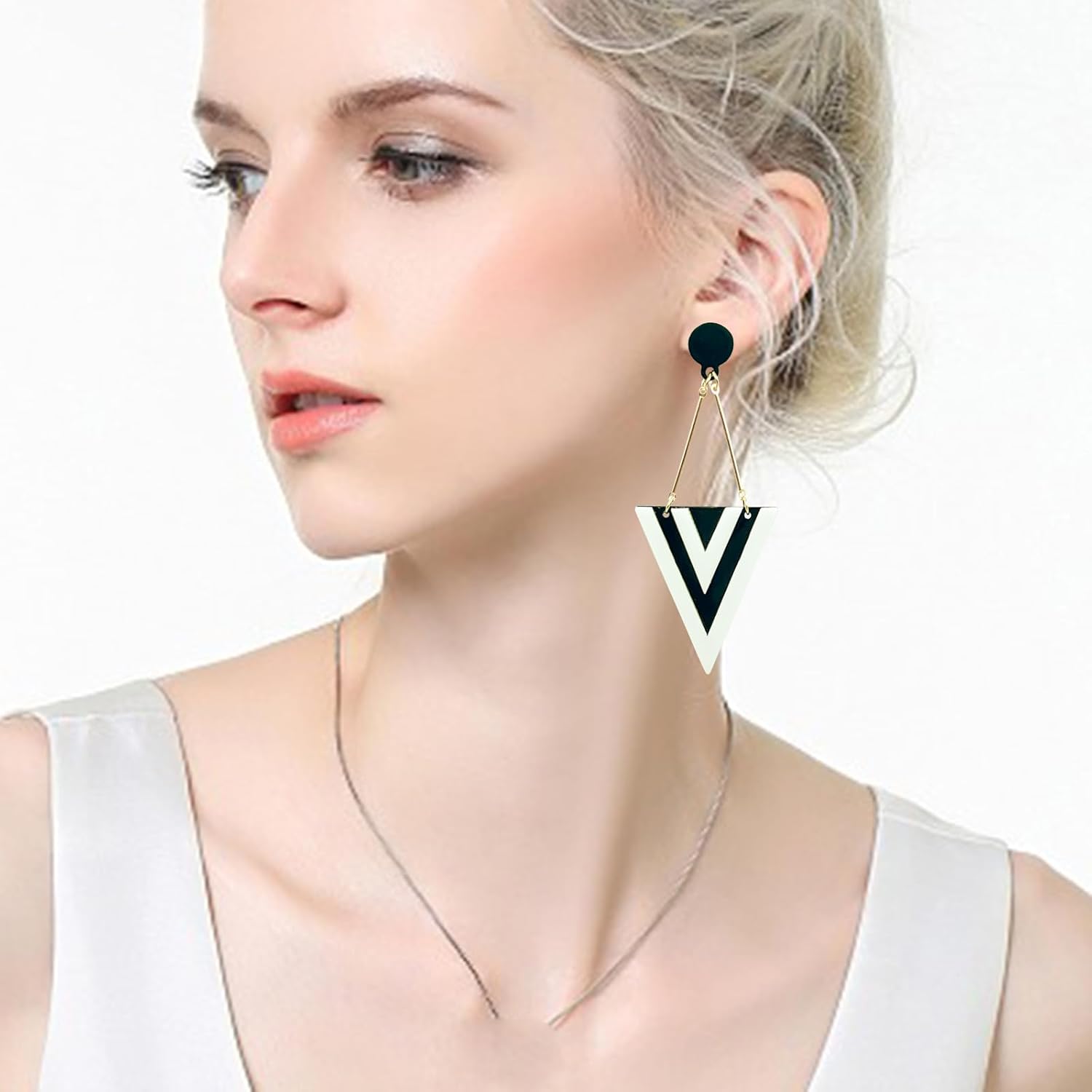 Retro Acrylic Triangle Geometric Spliced Drop Dangle Earrings for Women Jewelry Party - Image 3