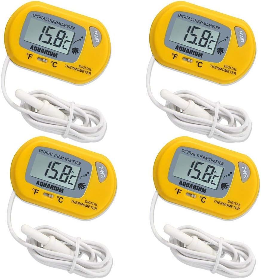 AUTIDEFY LCD Digital Aquarium Thermometer Fish Tank Water Terrarium Temperature (4 Pack)