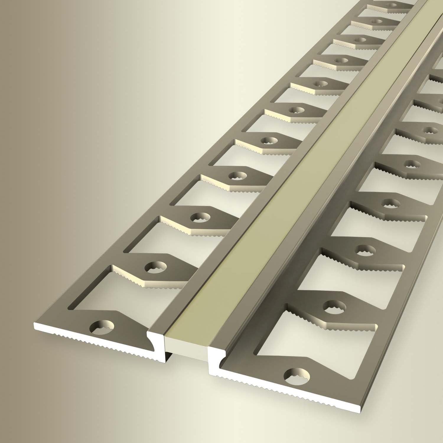 Fugenprofil 4.5 x 48 x 2500 mm Dehnungsfugenprofil Fliesenprofil Aluminium eloxiert Geschlossen Gestanzt Sandfarbig