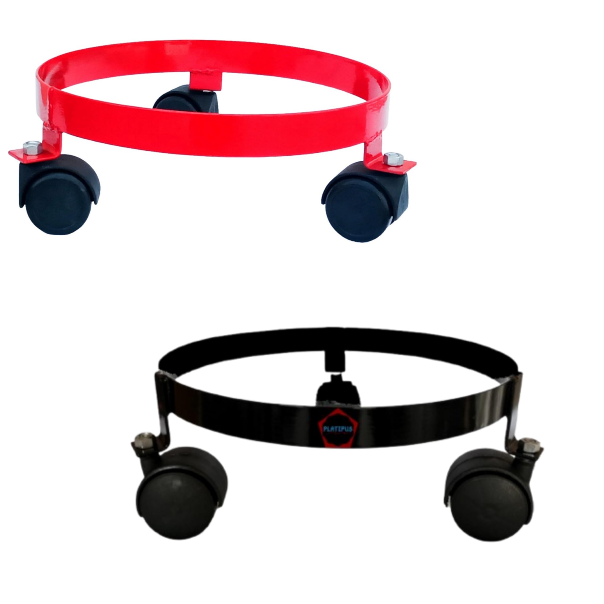PLATIPUS Cylinder Trolley with Wheels | Metal Cylinder Trolley | LPG Cylinder Stand | Kitchen Gas Trolly -Size-30cm Pack of 2 (Red)(Black)-image-43