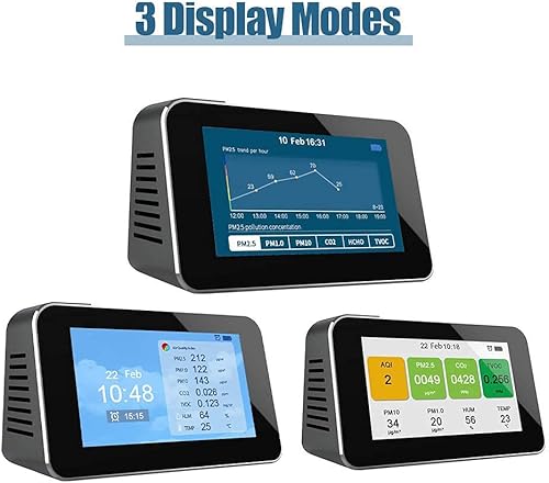 Miniatura 2 de MNB Medidor de contaminación del aire interior 12 en 1 para PM2.5 PM10 CO2 formaldehído (HCHO) TVOC AQI duradero