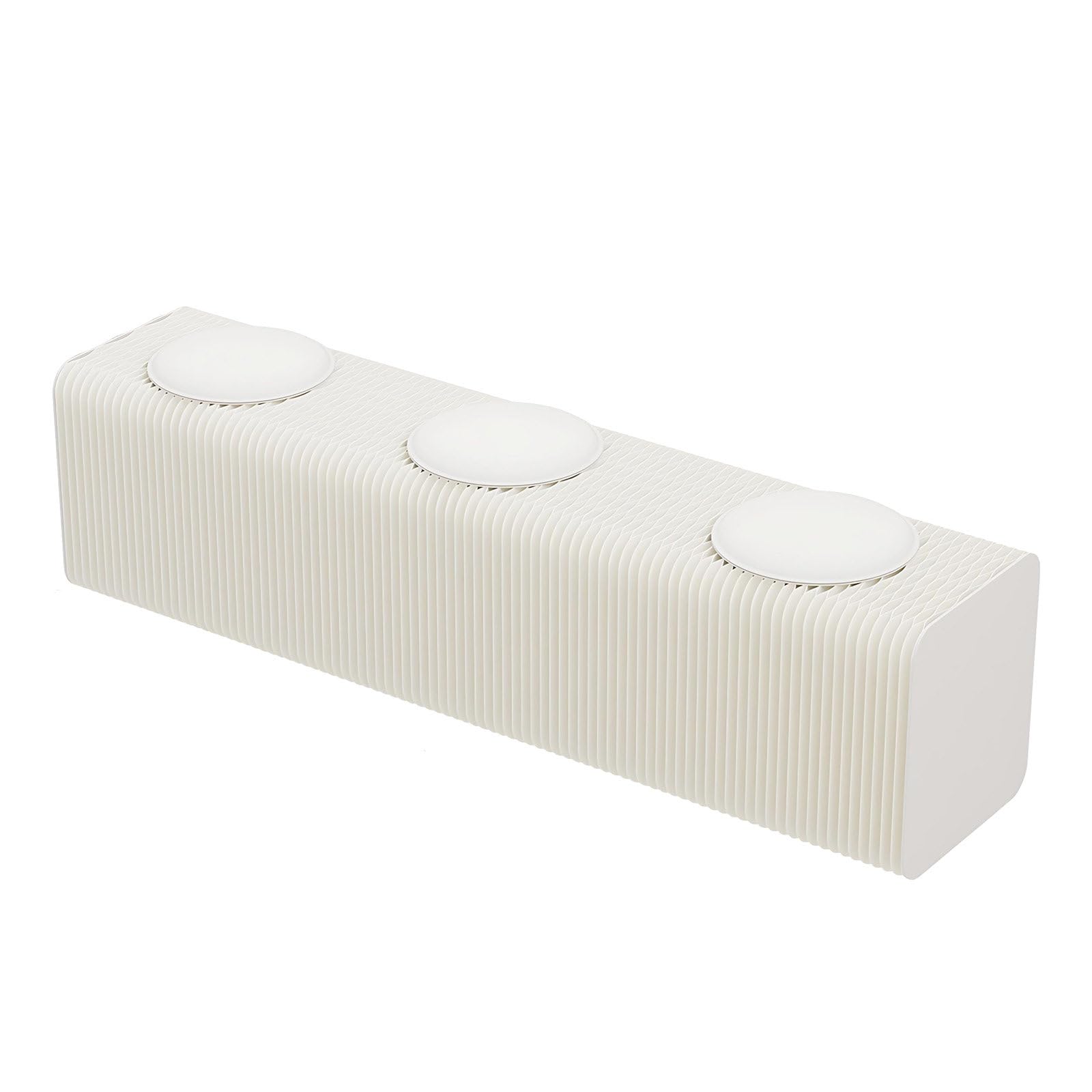 Nowoczesny składany stołek papierowy z PU Cush – sofa krzesło do salonu i biura wysuwany podnóżek i stolik pomocniczy biały design 3-osobowy
