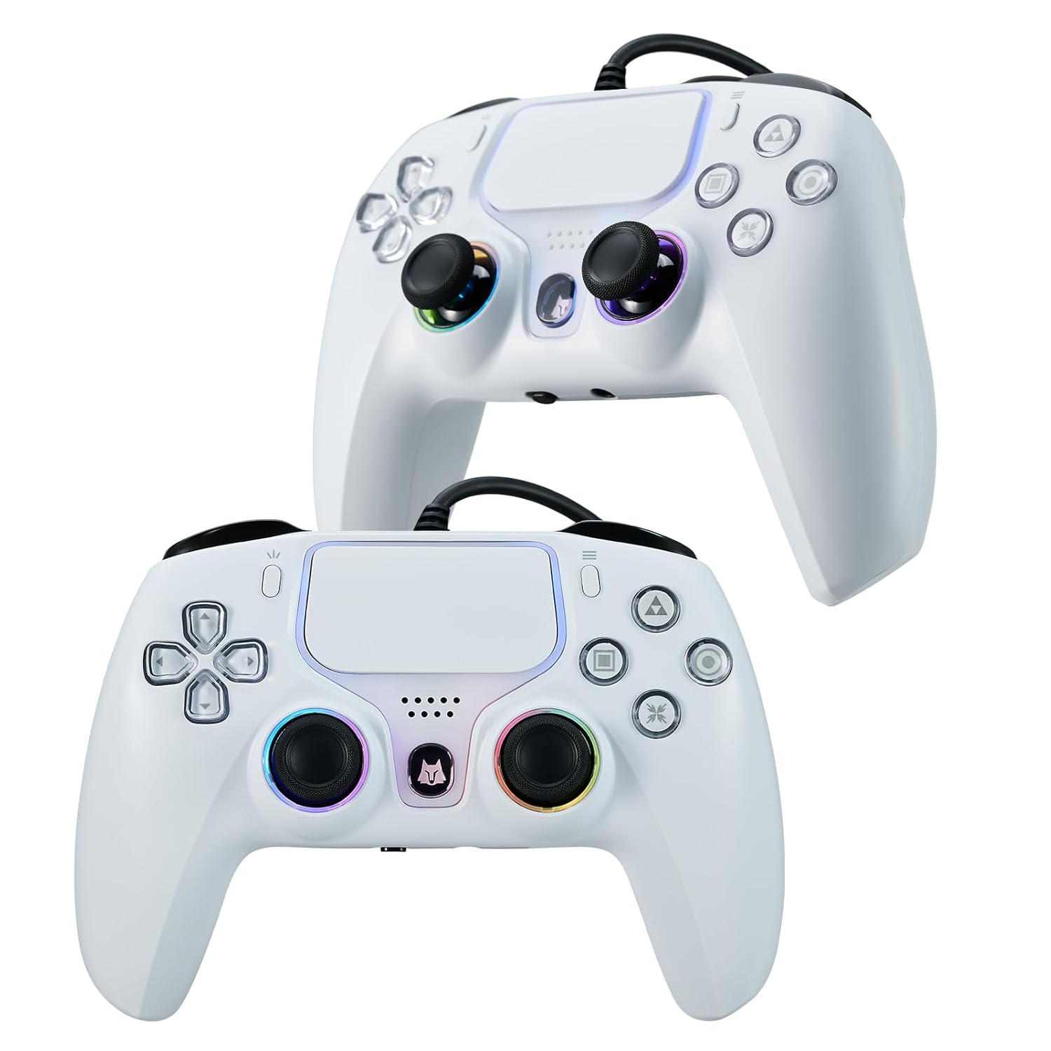 Product image of NBCP Gaming 2 Pack for PS5 Wired Controller, PC/Steam, Turbo & Linear Hall-effect Trigge,Wired Controllers for Compatible with PS5/4, Windows PC & Steam White* 2