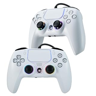 NBCP Gaming 2 Pack for PS5 Wired Controller, PC/Steam, Turbo & Linear Hall-effect Trigge,Wired Controllers for Compatible with PS5/4, Windows PC & Steam White* 2 - Amazon product rated Grade B