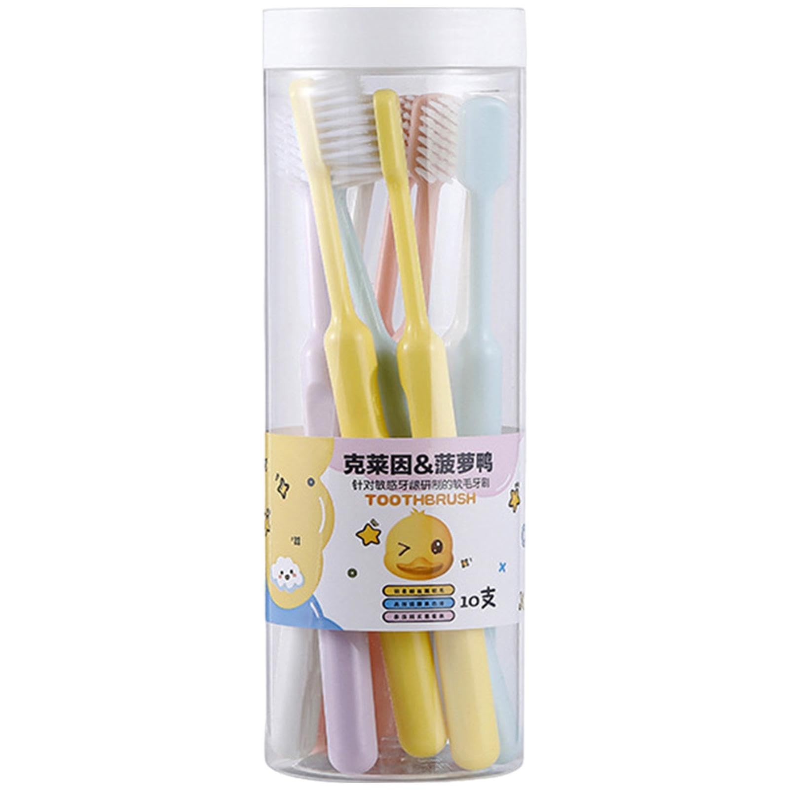 Spazzolino da denti di famiglia morbido, spazzolino da denti per la | famiglia | Spazzolino da denti da viaggio 10 pezzi Spazzolino da denti per la pulizia delicata,Set familiare con manico roton