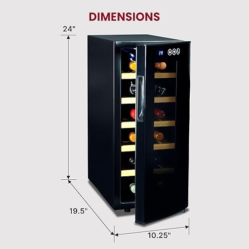 Miniatura 7 de Koolatron WC12-35D Enfriador de vino termoeléctrico con capacidad de 12 botellas con controles digitales de temperatura, potencia de refrigeración