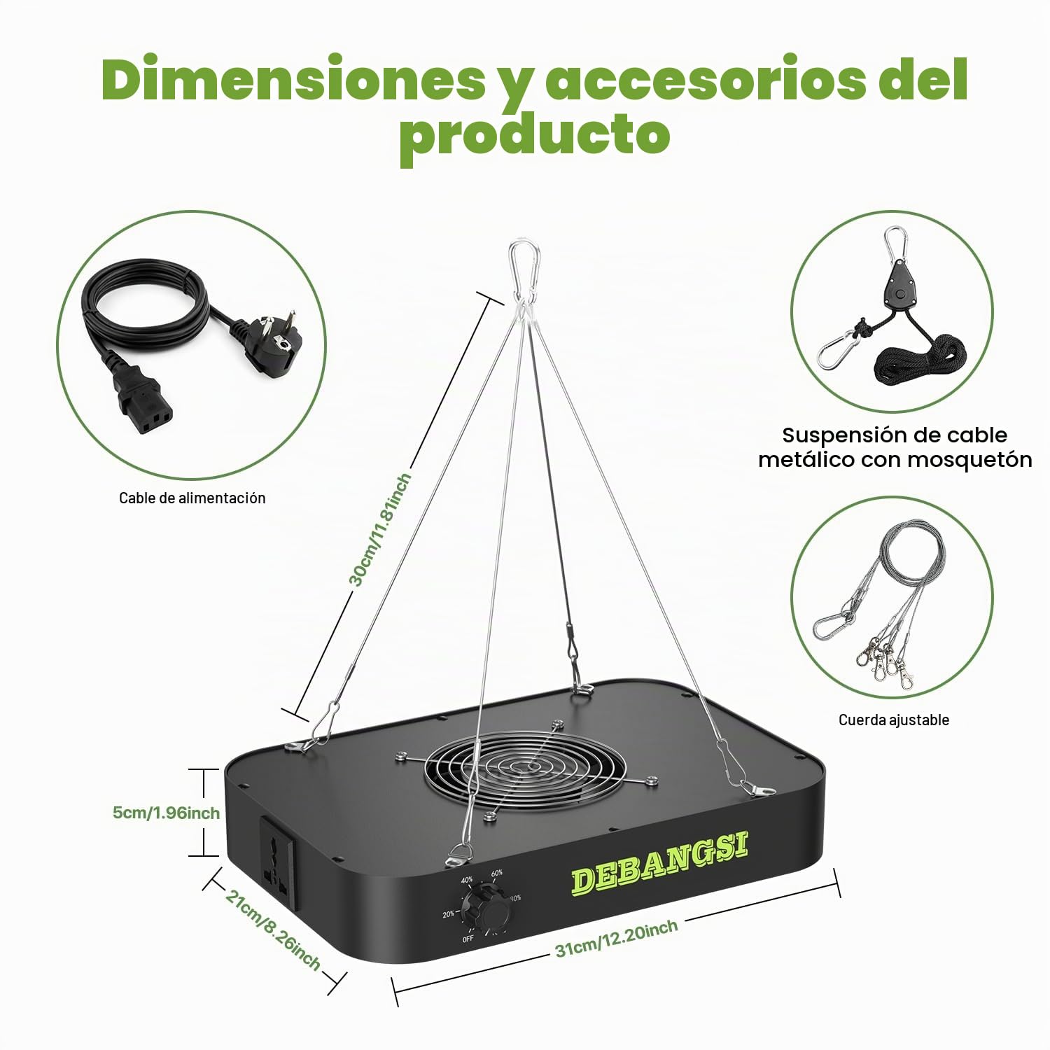 Lámpara de Crecimiento LED 100 Watt, Lámpara para Plantas LED de Espectro Completo Regulable con UV-IR, Lámpara para Cultivo con Función Daisy Chain, Lámpara para Plantas de Interior en Floración