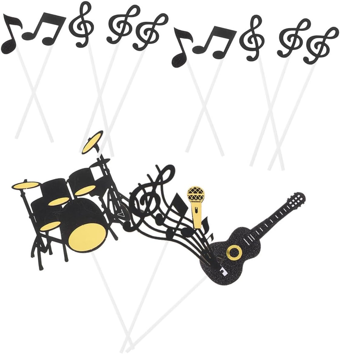 Music Note Cake Toppers and Musical Symbols Decorations for Birthday Party, 40pcs Non-edible Cake Picks for Men’s Celebration and Music Themed Events