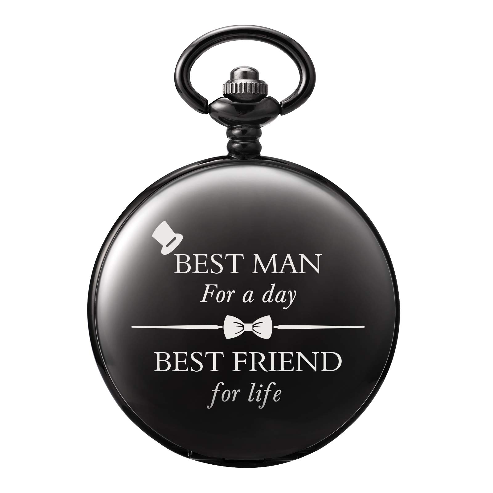 TREEWETO Personalized Pocket Watch for Groomsmen Best Man Custom Engraved Pocket Watches Proposal Gift for Man Wedding Gifts, Groomsman Gifts for Men