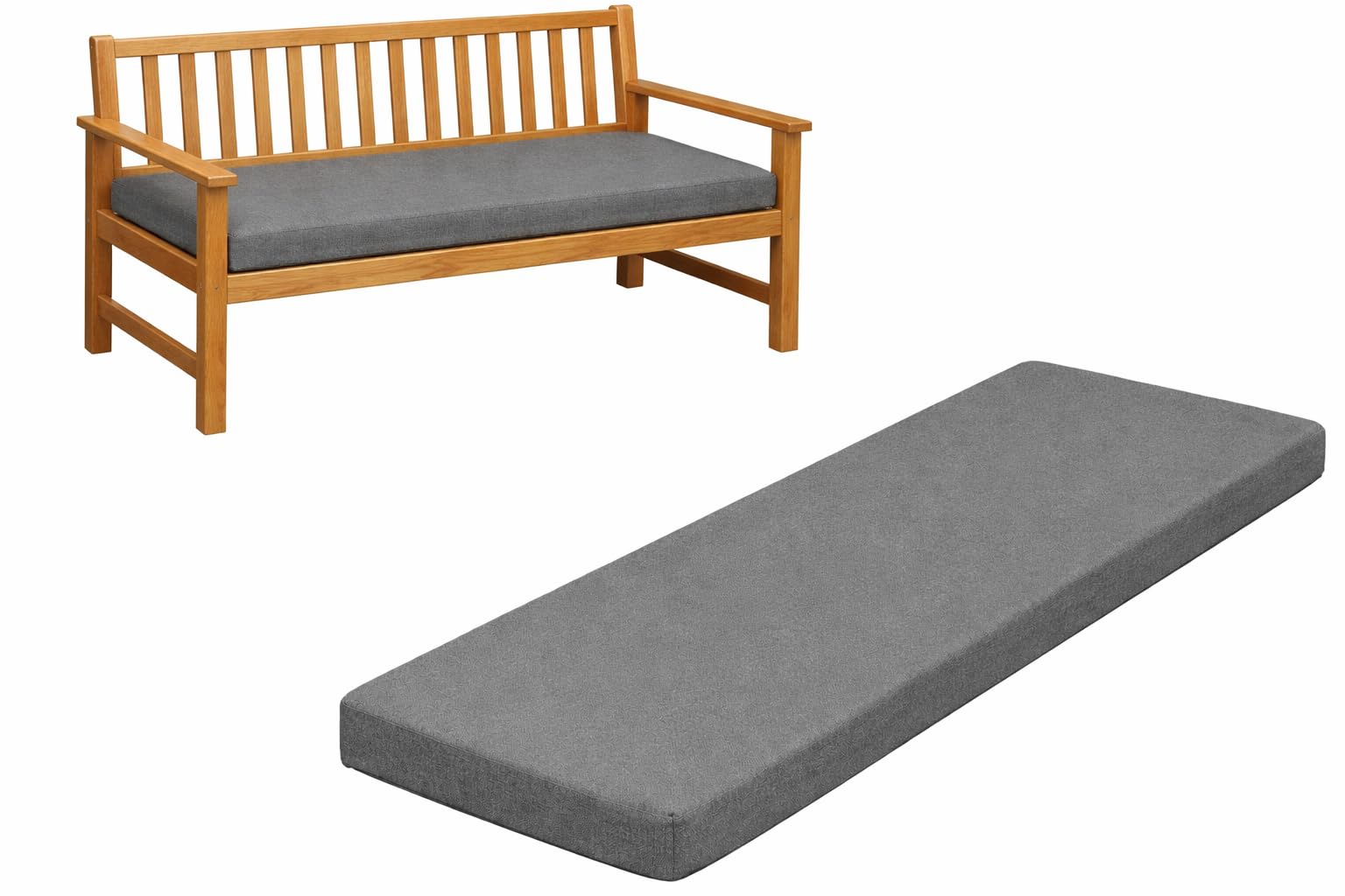 Brillars Large Garden Bench & Sun lounger Seat Cushions - 4 Seater 170cm x 52cm x 6cm - Water-Resistant Covers for Garden Swing - Outdoor & Indoor Long Bench Pillow Cushion (Charcoal Grey)