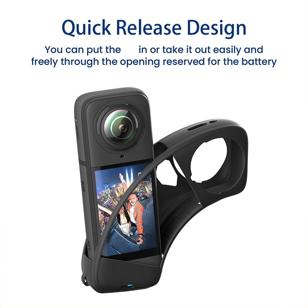 Coque Silicone GEEKRIA Pour Insta360 X5 - Protection Intégrale, Capuchon Objectif, Films écran Inclus (Noir) - 12