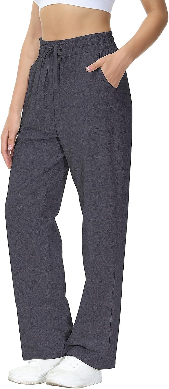 HMIYA Womens Sweatpants Cotton Straight Leg Long Sweat Pants with Pockets XS-3XL