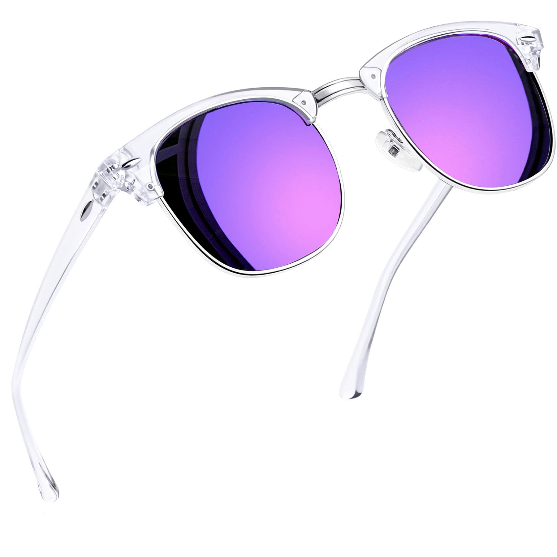 Joopin Vintage Sunglasses Half Frame Sun Glasses Polarized UV Protection Browline Shades for Women Men