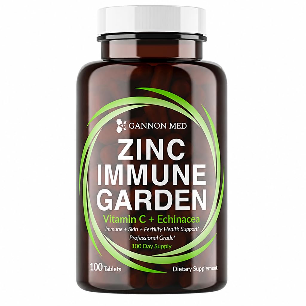 Chelated Zinc 50mg Immune Garden Vitamin C 800mg Zinc Supplements Echinacea 600mg per Tablet - Immunity + Skin + Reproductive Health Minerals - Zinc Chelate Immune Booster for Kids & Adults