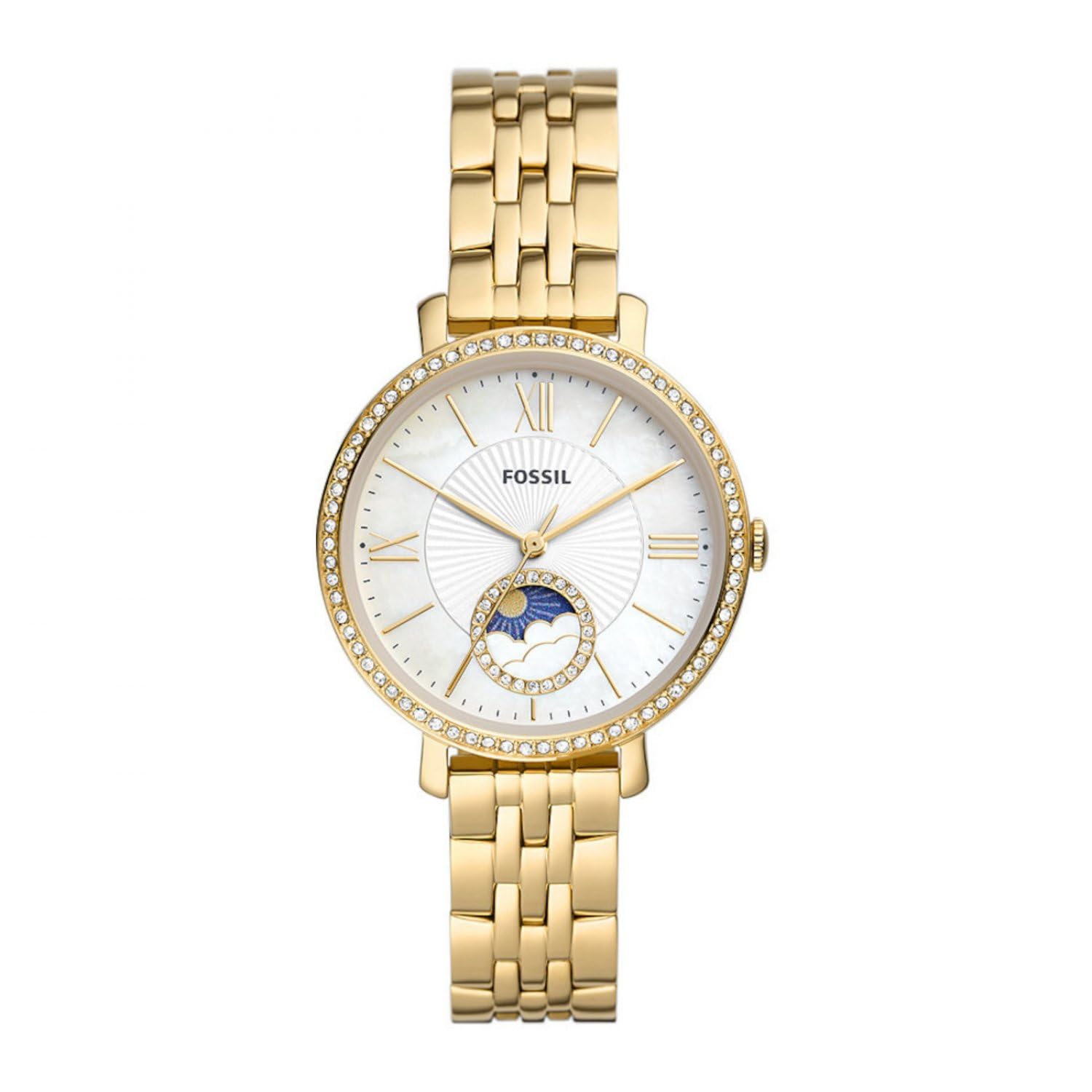 FOSSIL Jacqueline Watch for Women, Quartz Movement with Stainless Steel and Leather Strap, Sepia Gold