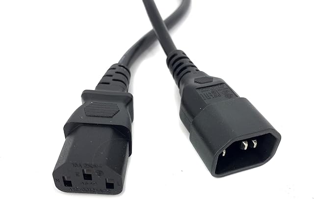 2M IEC Power Extension Cable Kettle Male to Female 3 Pin UPS Lead C13 - C14 Mains 240V 10A Extender