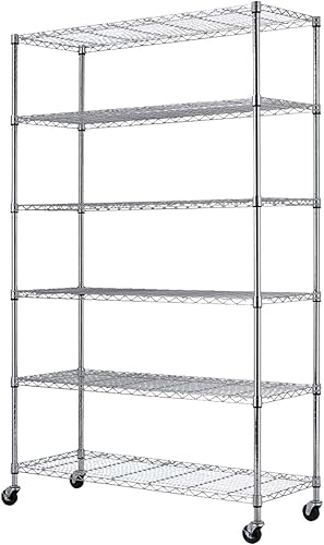 Miniatura 8 de Estantes de almacenamiento de 6 niveles con capacidad mejorada de 6000 libras, estantería de alambre con certificación NSF, estantes de metal