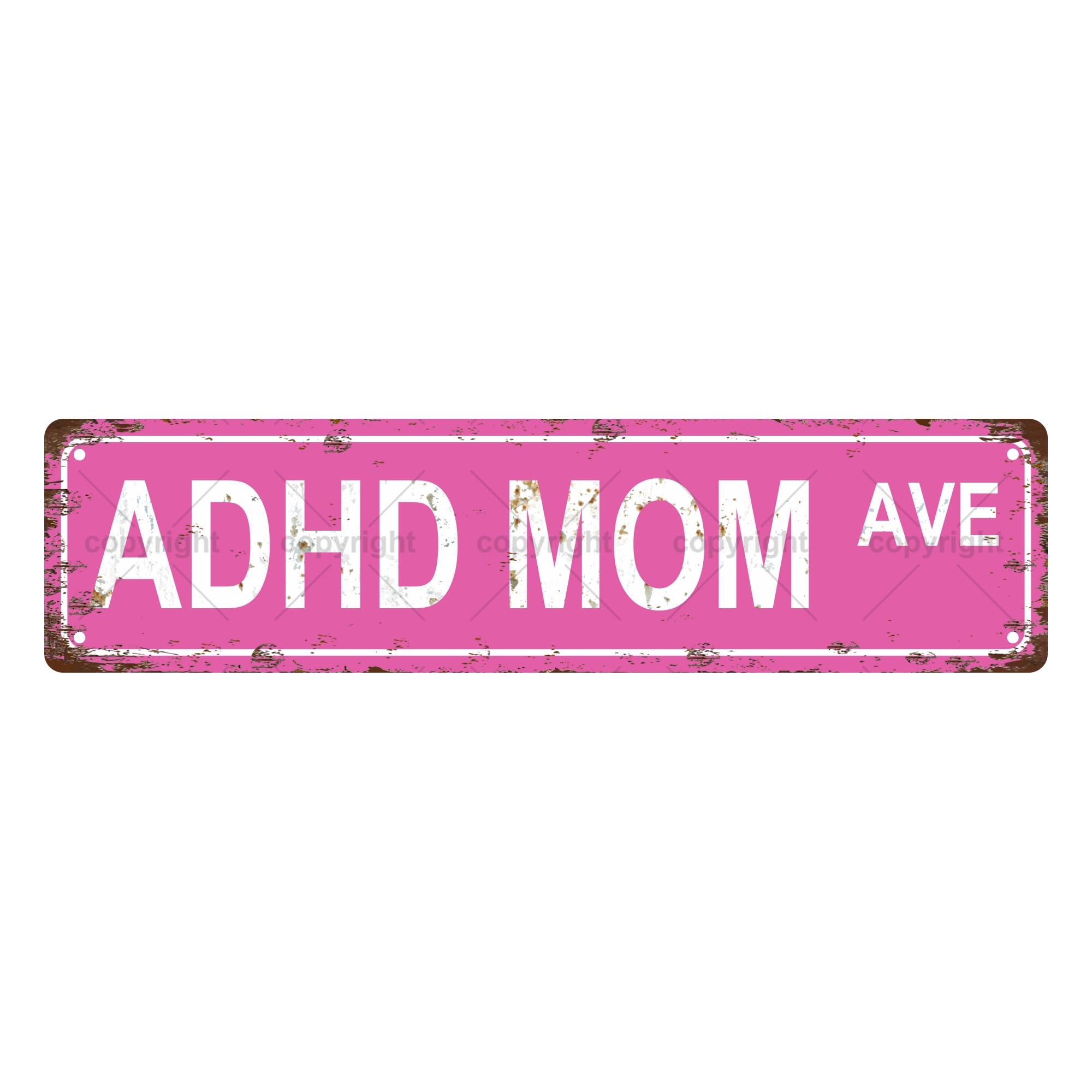 ADHD MOM AVE ADHD Metal Tin Street Sign Bar Cafe Garage Cave Home Room Wall Bathroom Farmhouse Garden Porch Patio Decor,4x16 Inch