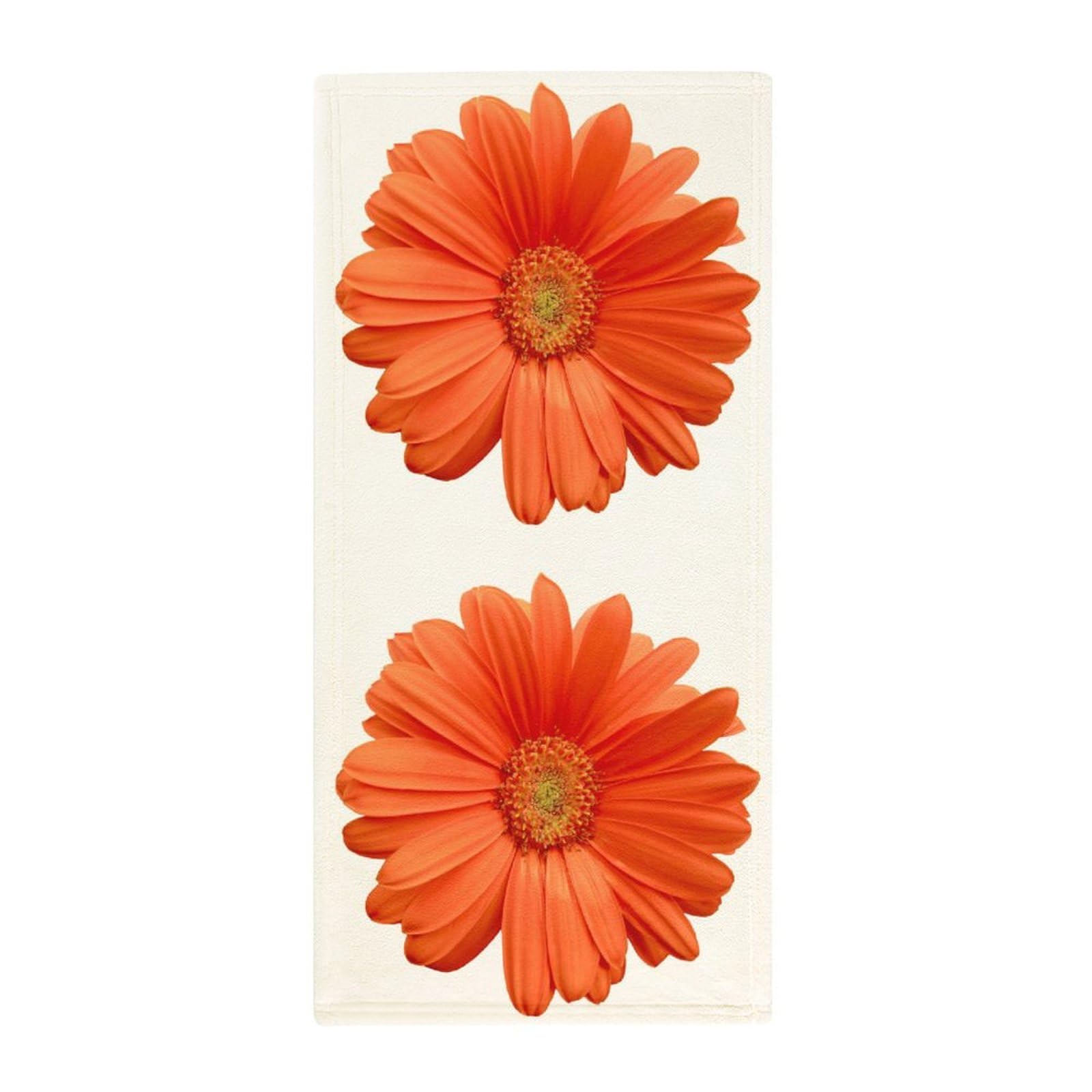 MoBlinko Bright Orange Daisy Bathroom Hand Towels Absorbent Yoga Gym Face Towels Soft Fingertip Towel for Kitchen Hotel Home Decor 14 X 28 in