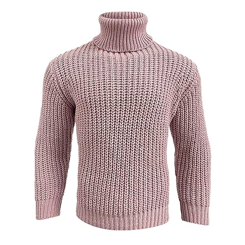 Mens Turtleneck Sweaters Long Sleeve Cable Knitted Textured Sweater Pullover Soft Casual Winter Top