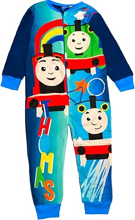 THOMAS & FRIENDS Younger Boys Kids Thomas The Tank Engine Onesie, All in One Pyjamas, PJs, Navy, Size 18 Months - 5 Years