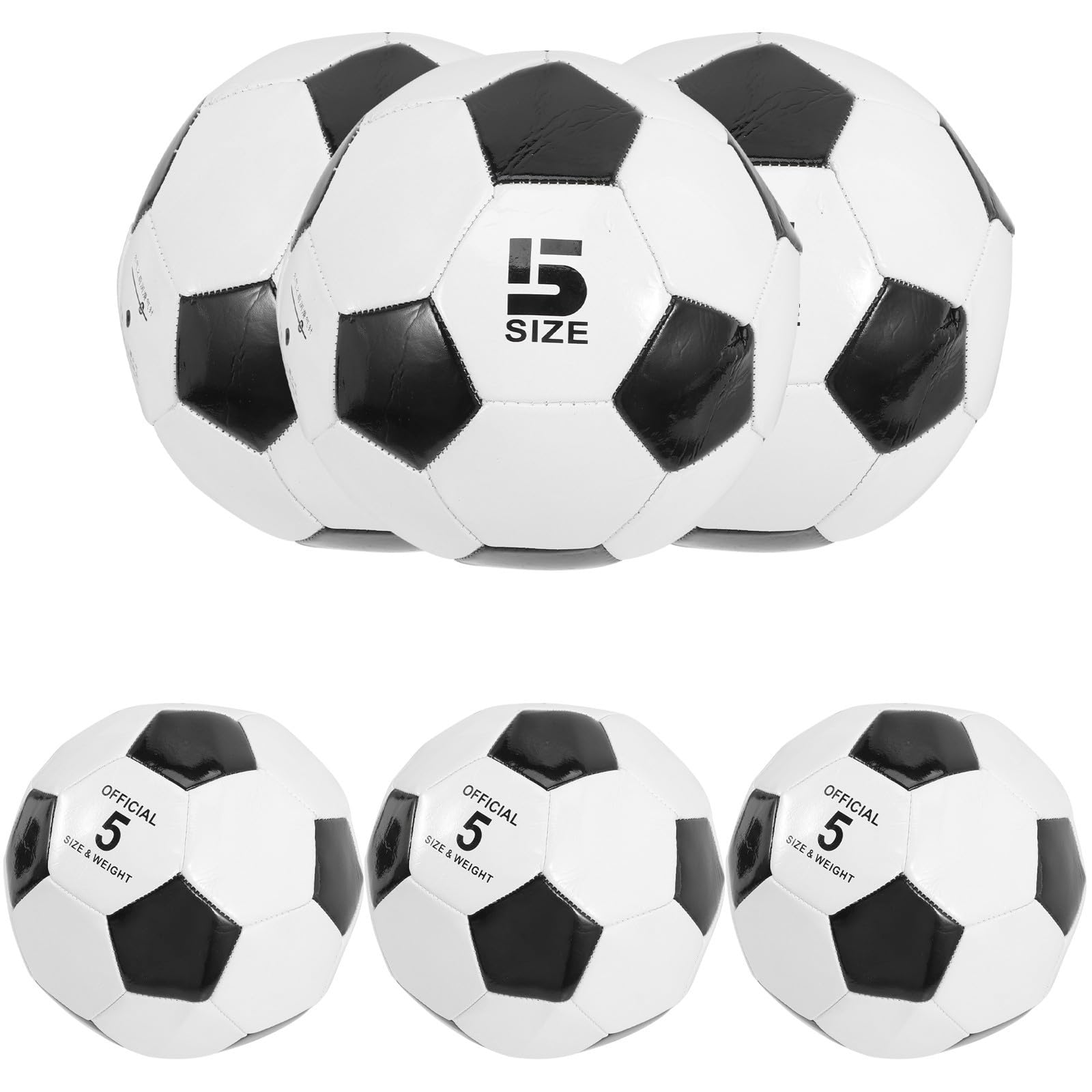 Tofficu 6 Piezas Balón de Fútbol Tamaño 5 de PVC para Entrenamiento y Práctica, Alta Elasticidad y Resistente, Adecuado Superficies de Cemento