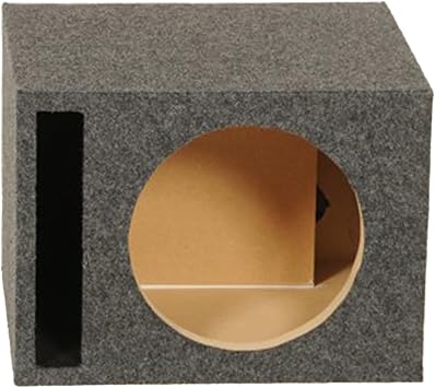 Q Power Single 12-Inch Vented Heavy Duty Subwoofer Enclosure with 1-Inch Thick MDF Face and Gold Tipped Spring Loaded Terminal Charcoal Grey