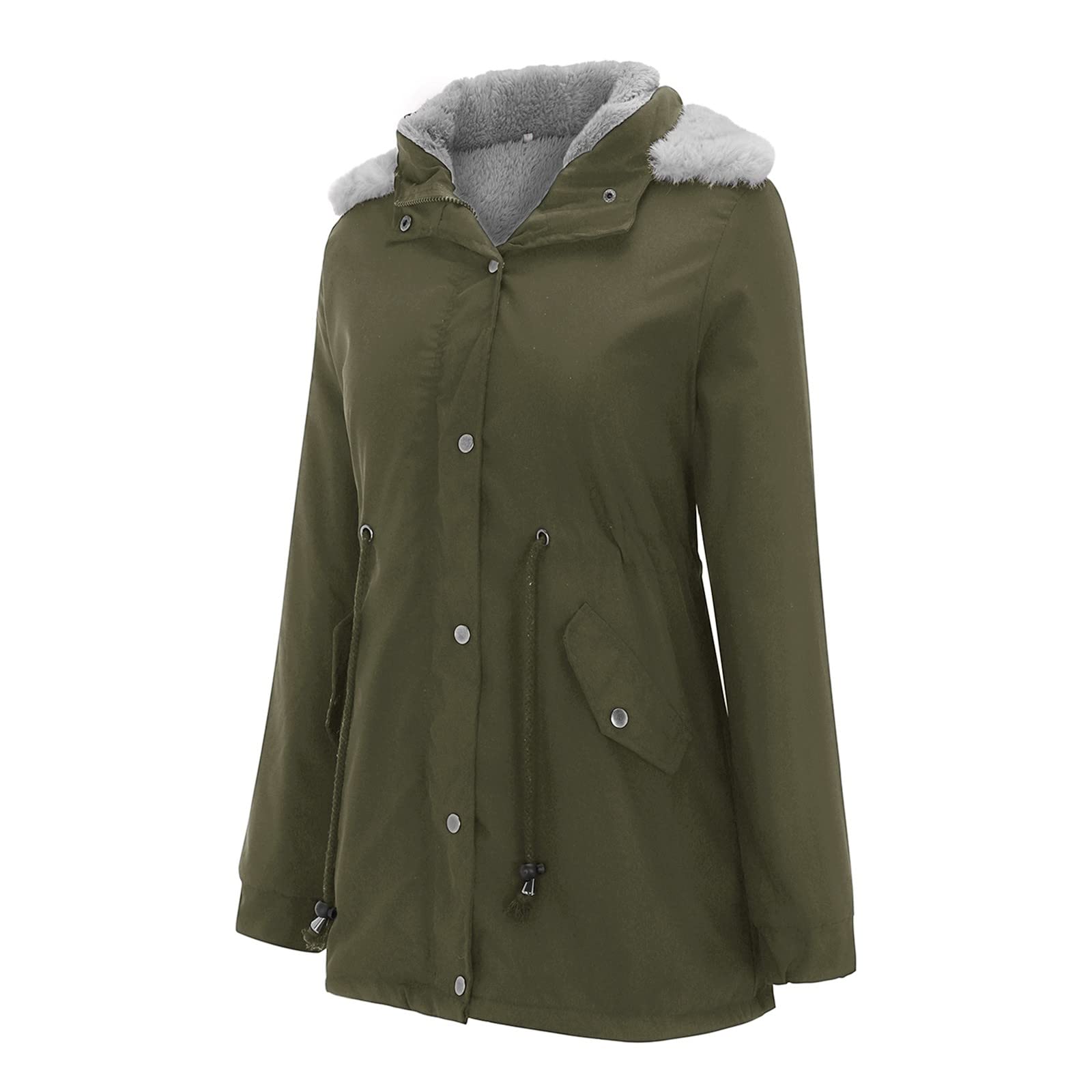 Winter warme Kapuzen Frauen Langlinienmantel Jacke Dicke Damenmantel