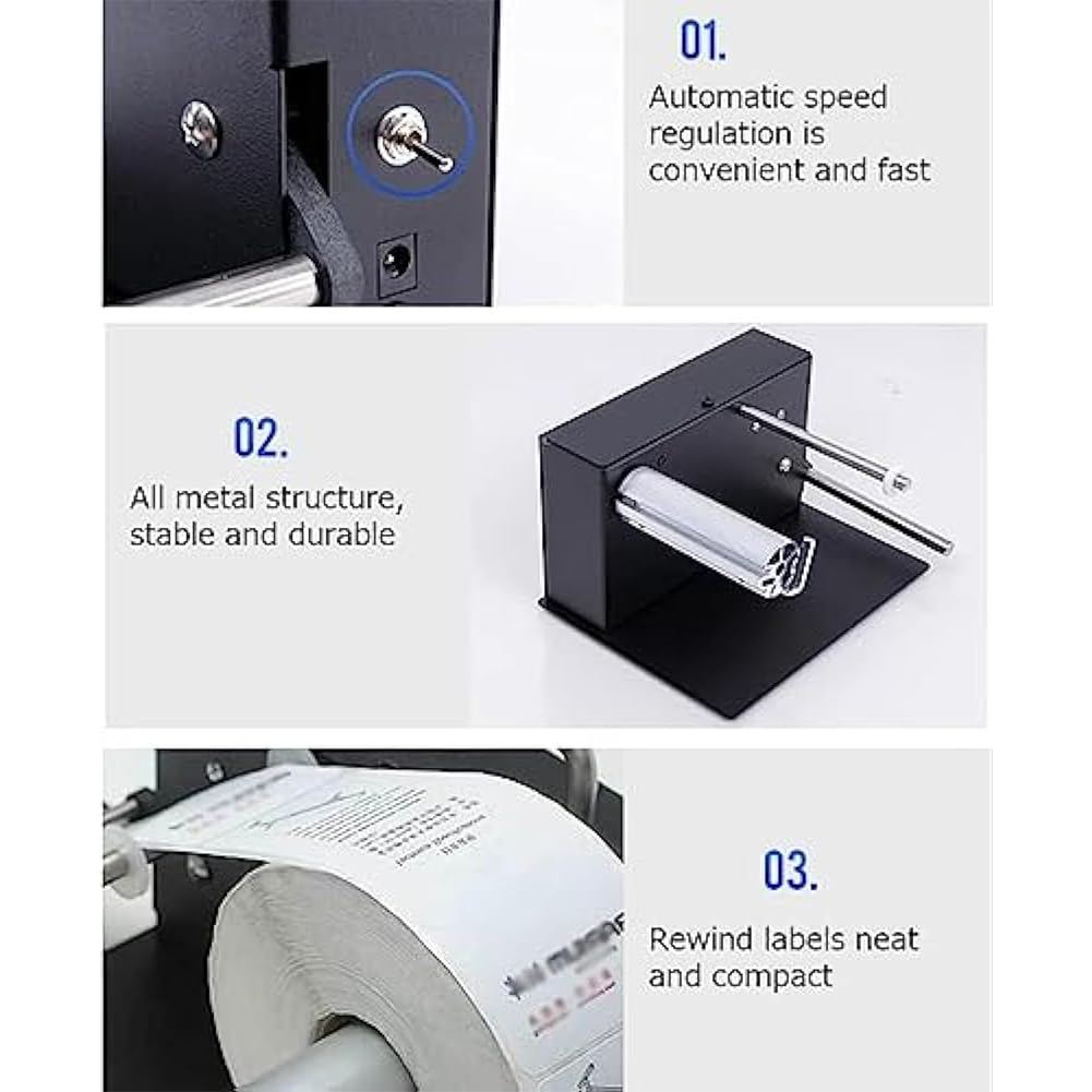 Macchina ribobinatrice di etichette, riavvolgimento automatico bidirezionale con velocità di 1-8 pollici/s, distributore di etichette efficiente per uffici e magazzini