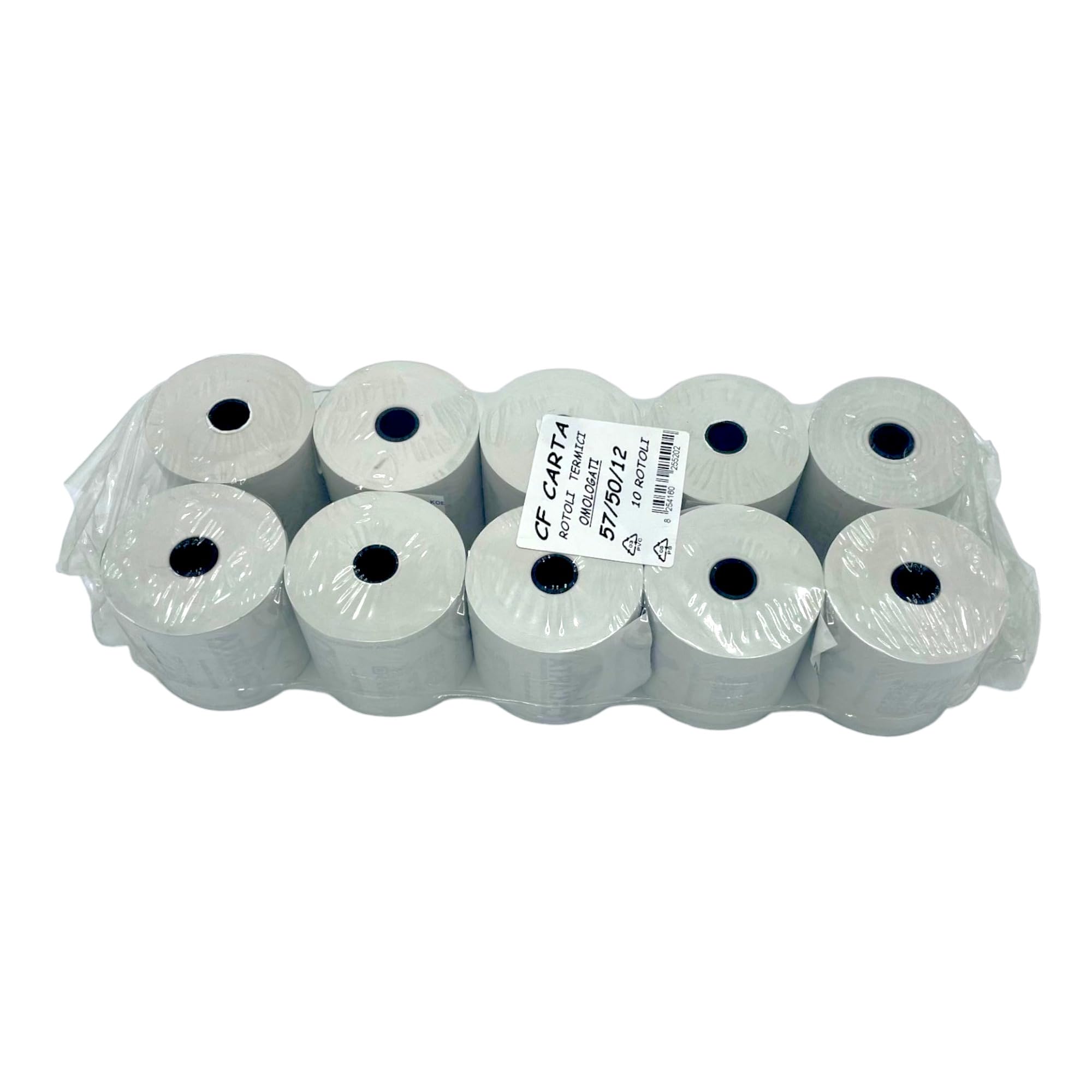 50 rotoli termici per cassa 57x50, rotoli omologati per scontrini misura 57mm x 50metri di lunghezza, CF CARTA