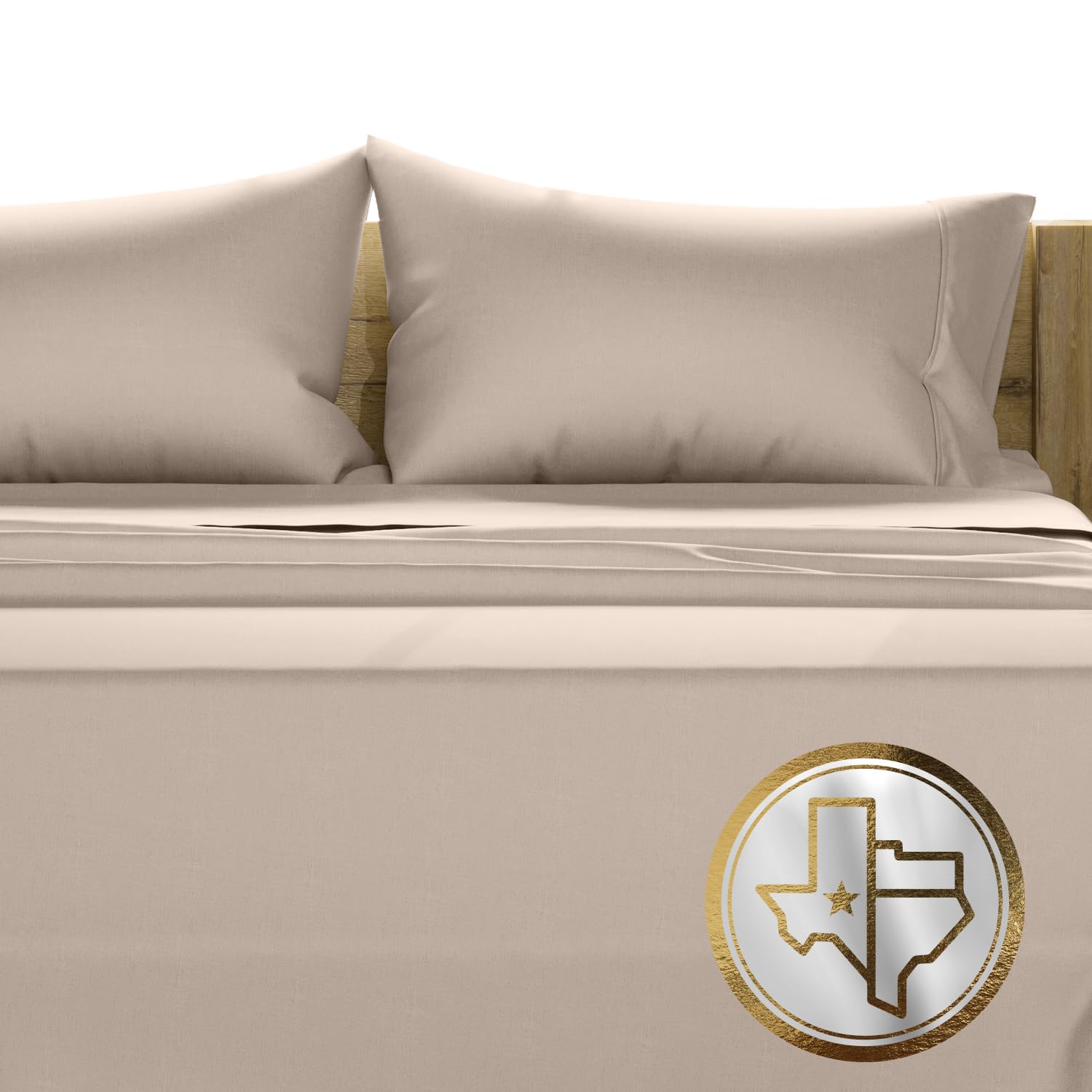 Photo 1 of TEXAS LINEN CO. 100% Egyptian Cotton Queen Sheets Set - Luxury 1500 Series Couture Comfortin' Collection Egyptian Cotton Sheets Queen Size Bed Set (4 PC, Taupe), 17" Deep Pocket, Hotel Bedding Set
