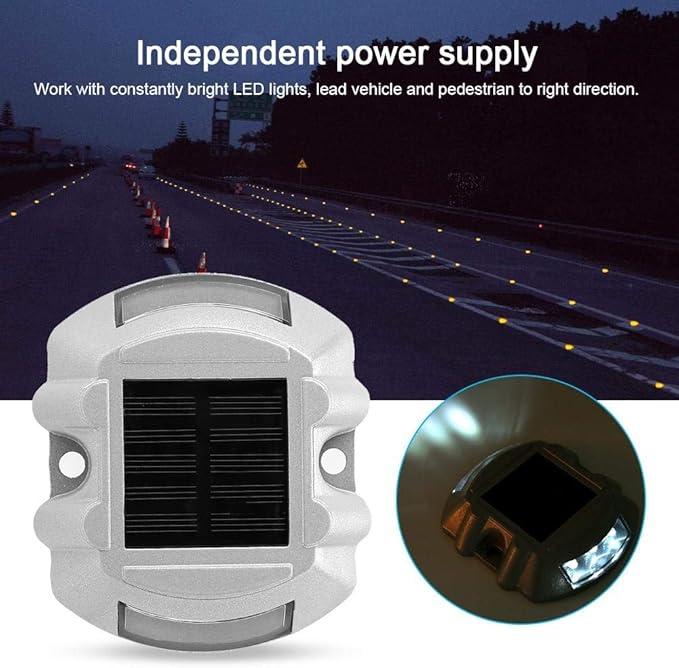 Sonew Solar Dock Licht, Solar Road Stud Lights met 6 leds, Outdoor waterdichte lampen voor Ground Garden Lawn Deck Pathway (2 stuks) photo 3