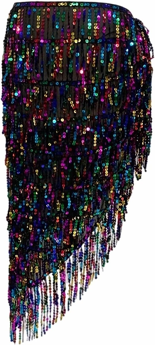 Women's Latin Dance Skirt Training Suit Sexy Sequined Tassel Skirt Professional Belly Dance Hip Scarf - Image 6